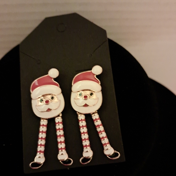 Dancing Red Hat Santa Earrings - Picture 1 of 1
